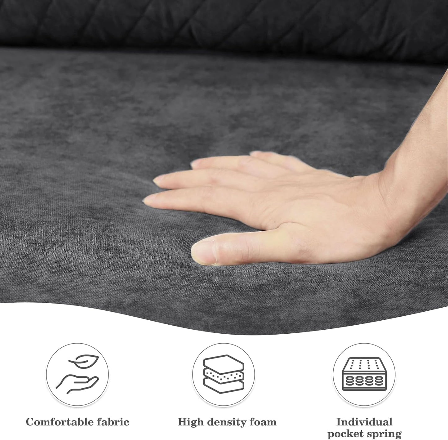 165cm Light Gray Loveseat, Comfy Mid-Century Modern 2-Seat Sofa, No-Tool Assembly Small Couch for Living Room & Bedroom