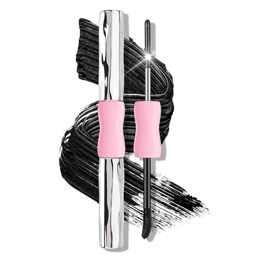 2-in-1 Double Ended Metal Mascara, Volumizing Lengthening Clump-Free Black Mascara, Waterproof Formula for Dramatic Lashes, Curling, Washable Eyelash Makeup, 1pcs