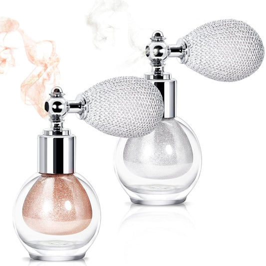 2Pcs Highlighter Powder Spray,Glitter High Gloss Powder,Shimmer Sparkle Powder Makeup Spray, for Face Body Cosmetic