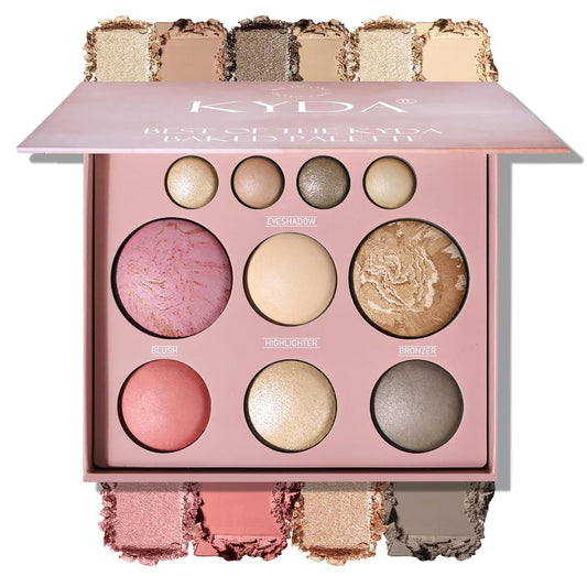Best Of The Baked Makeup Palette, 10 Colors Full Size Baked Palette Includes 2 Bronzer, 2 Blush, 2 Highlighters and 4 Eyeshadows, Travel-Friendly Baking Makeup, Highly Pigmented, Long-Wearing