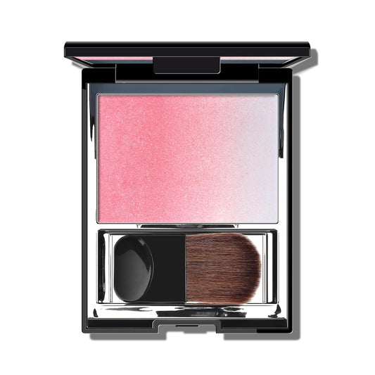 Pink Shimmer Blush, Gradient Cherry Blossom Pink Color, Micro-fine Pearl Powder Blush, Soft Buildable Cheek Color, Lightweight Smooth, Multiuse Blusher Makeup Compact